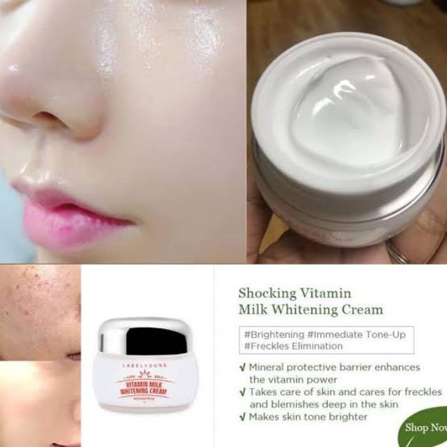ภาพสินค้า( แท้ / พร้อมส่ง ) ครีมหน้าสด LABEL YOUNG Vitamin Milk Whitening Cream 55gของแท้มีใบการันตีเกาหลี จากร้าน my.cosmetic บน Shopee ภาพที่ 5