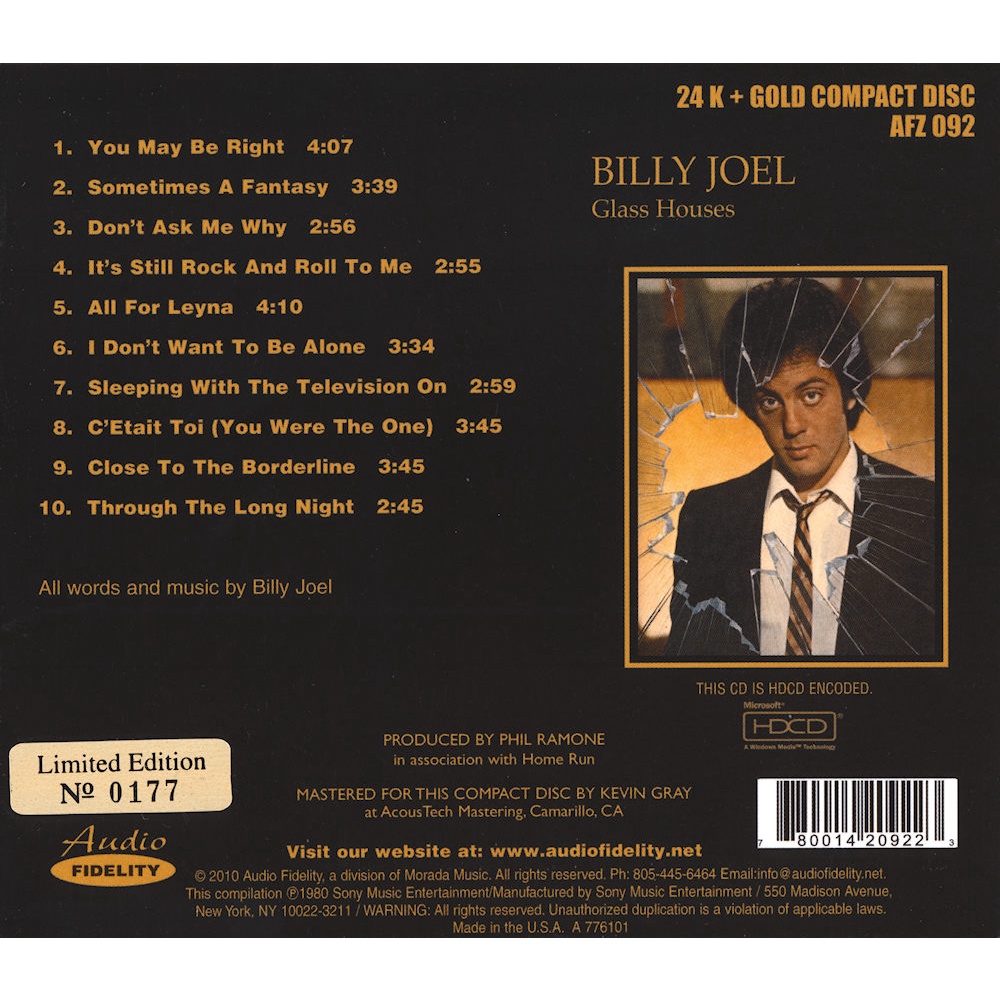 cd-audio-คุณภาพสูง-เพลงสากล-billy-joel-glass-houses-2010-hdcd-1980-ทำจากไฟล์-flac-คุณภาพ-100
