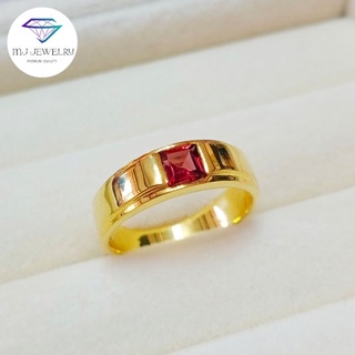 ภาพขนาดย่อของสินค้าแหวนชาย พลอยโกเมน แหวนปลอกมีด เงินแท้92.5% รับประกันพลอยแท้