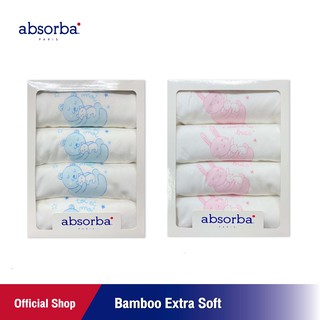 แอ็บซอร์บา (แพ็ค 4 ผืน) ผ้าอ้อมเด็กแรกเกิด Bamboo Extra Soft ทอ 2 ชั้น ขนาด 30x30 นิ้ว ลายพี่กระต่ายฝันดี มี 2 สีให้เลือก- Dp