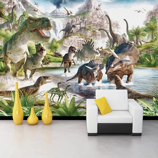 Annagood วอลล์เปเปอร์ติดผนัง ลายการ์ตูนไดโนเสาร์ 3D มีกาวในตัว สไตล์โมเดิร์น สําหรับตกแต่งบ้าน ห้องนอน ห้องนั่งเล่น โซฟา พื้นหลังทีวี