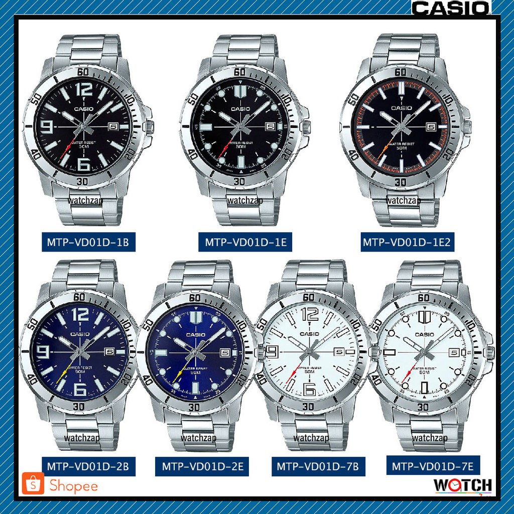 ภาพหน้าปกสินค้าCasio Standard นาฬิกาข้อมือผู้ชาย สายแสตนเลส รุ่น MTP-VD01D MTP-VD01L MTP-VD01D-2B MTP-VD01D-2E MTP-VD01D-7B