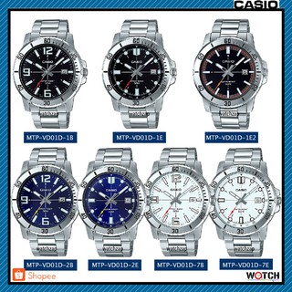 Casio Standard นาฬิกาข้อมือผู้ชาย สายแสตนเลส รุ่น MTP-VD01D MTP-VD01L MTP-VD01D-2B MTP-VD01D-2E MTP-VD01D-7B