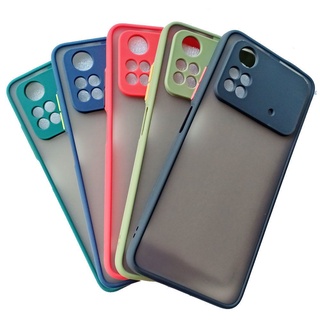 เคส Xiaomi POCO M4 Pro 4G กรณีแฟชั่นกล้องสีกรอบป้องกัน Anti-Fall เคสโทรศัพท์ Xiaomi POCO M4Pro 4G ฝาหลัง Frosted Hard Case