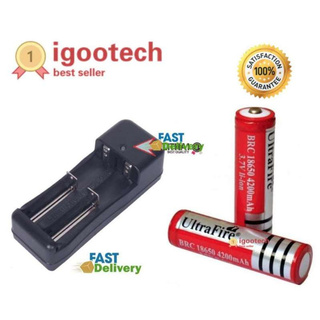 Eco ถ่านชาร์จ 18650 3.7V 4200 mAh 2 ก้อน (สีแดง) + ที่ชาร์จแบต