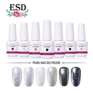 สีทาเล็บเจล GRAEAR สีกริสเตอร์มุก  Pearly Glitter ขนาด 8 ml. สีได้มาตราฐาน MSDS/SGS ส่งฟรี + เก็บเงินปลายทาง