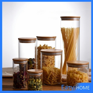 โหลแก้วฝาไม้  โหลพาสต้า  ฝากันความชื้นเป็นไม้ไผ่ Borosilicate glass storage tank