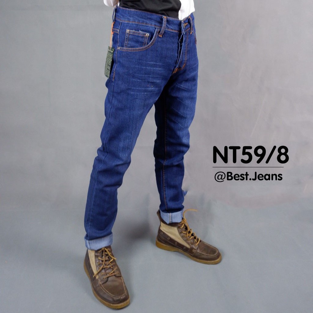 best-jeans-กางเกงยีนส์ขายาวชาย-รุ่น-nt59-8-สียีนส์เข้มฟอก-ปักส้ม