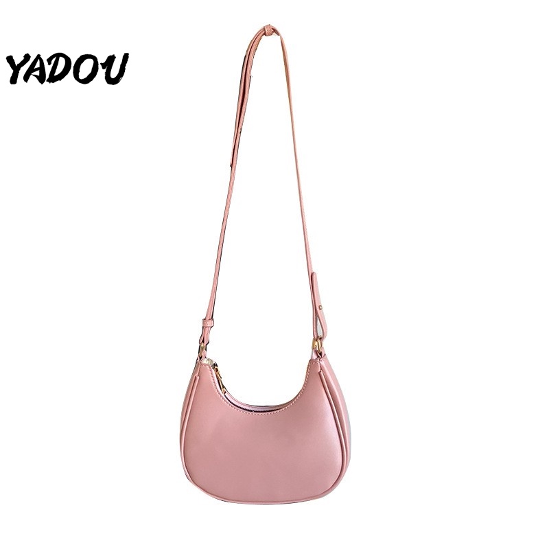 yadou-กระเป๋ารักแร้ผู้หญิง-การออกแบบที่เป็นเอกลักษณ์-สีทึบ-แฟชั่น-กระเป๋าสะพายข้างผู้หญิง