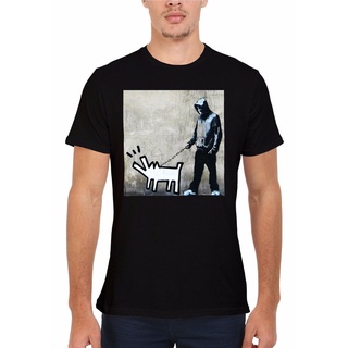 เสื้อยืดผู้หญิง - มงคล /Banksy Keith Haring สุนัขสตรีทอาร์ต 100% ผ้าฝ้าย Sportswe เสื้อยืดสําหรับผู