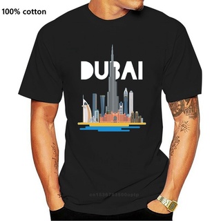 ROUND คอลูกเรือเสื้อยืดผ้าฝ้าย พิมพ์ลาย City Of Dubai Skyscrapers ของขวัญ สําหรับผู้ชาย S-3XL-4XL