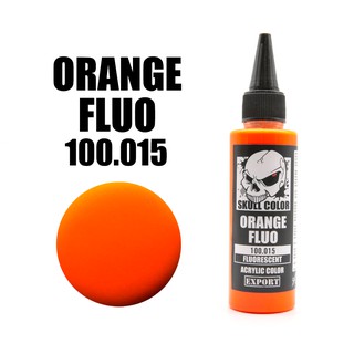 Skull Color 015 สีส้มสะท้อนแสง (Orange Fluorescent) สีสูตร Acrylic ผสมสำเร็จสำหรับแอร์บรัช ขนาด 60ml.