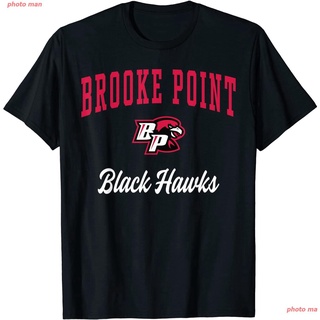 photo man Top มัธยม เสื้อยืดผู้ชาย มัธยม เสื้อยืด Brooke Point High School Black Hawks T-Shirt couple
