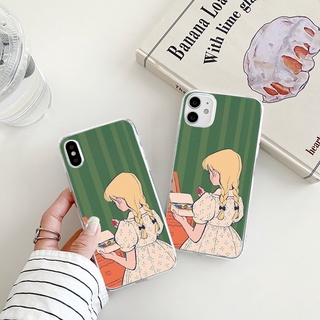 little girl เคสไอโฟน 8พลัส iPhone 7 8 14 se2020 7plus 8plus เคส 12 13 11 pro max Xr Xs X painting phone case นิ่ม