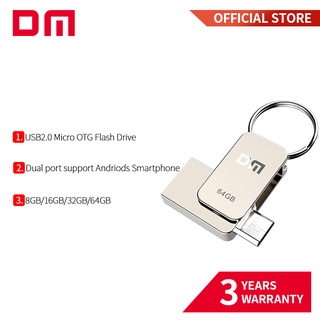 แฟลชไดรฟ์ DM OTG USB2.0 PD020 8GB 16GB 32GB 64gGB พร้อมตัวเชื่อมต่อคู่ กันน้ํา 100% สําหรับสมาร์ทโฟน คอมพิวเตอร์ OTG