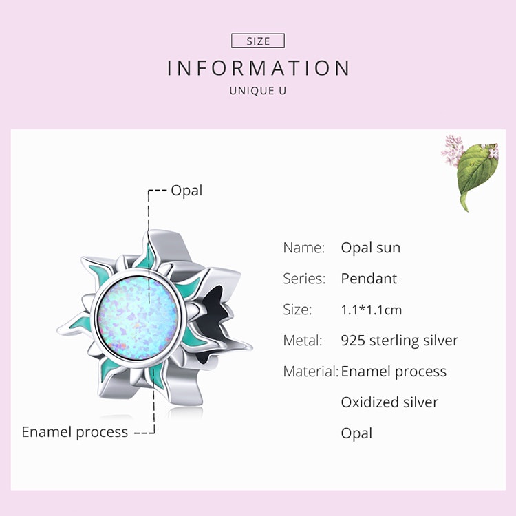 ภาพสินค้าBamoer Sterling Silver 925 Charm Bead Opal Sun & Guardian & Fatimid Eye Design for Original Women's DIY Jewelry Bracelet BSC509 จากร้าน bamoer.th บน Shopee ภาพที่ 5