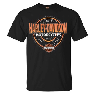 [S-5XL] เสื้อยืดแขนสั้น คอกลม ผ้าฝ้ายแท้ พิมพ์ลาย Harley davidson สําหรับผู้ชาย