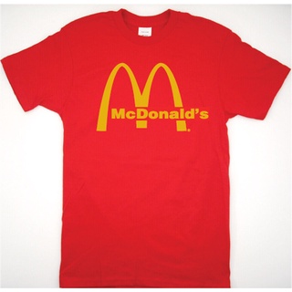 เสื้อยืดผ้าฝ้ายพิมพ์ลายคลาสสิก เสื้อยืดคอกลม แขนสั้น ผ้าฝ้าย พิมพ์ลายโลโก้ McDonalds retro แฟชั่นสําหรับผู้ชาย