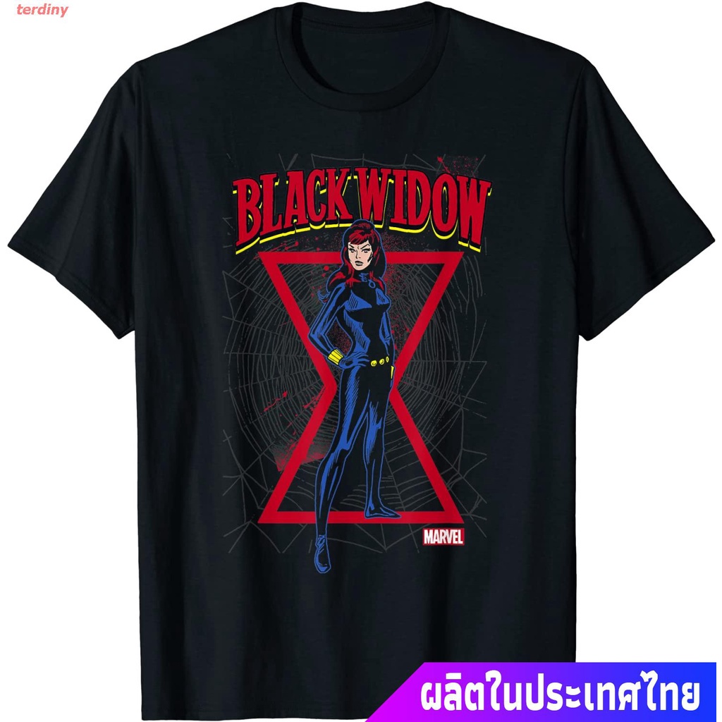 เสื้อยืดทุกวันdailyเสื้อยืดยอดนิยม-marvel-black-widow-clic-retro-comic-stance-t-shirt-t-shirt-short-sleeve-t-shirtssto5x