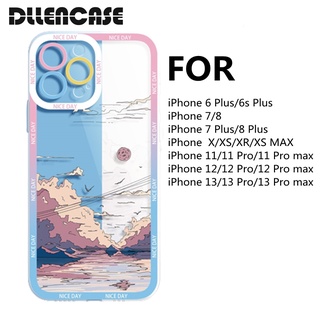 Dllencase เคสโทรศัพท์มือถือ TPU ใส กันกระแทก สีรุ้ง สําหรับ Compatible For iPhone 14 13 Pro Max 6 Plus 6s Plus 7 7 Plus 8 8 Plus X XS XR XS Max 11 12 13 Pro Pro Max A232