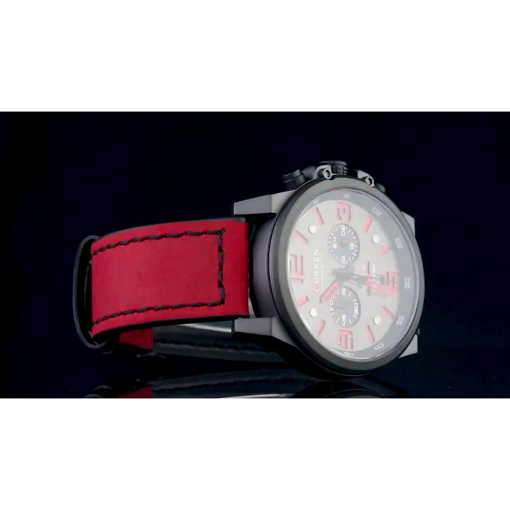 curren-นาฬิกาผู้ชายนาฬิกาแฟชั่นเครื่องหนังทหารสายวันที่นาฬิกาควอทซ์กันน้ำ-8314x