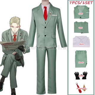 Anime Spy X Family Cosplay Costume Loid Forger Green Suit Blond Wig Men Halloween Party Full Set