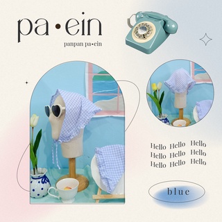 panpan.paein | ผ้าโพกผมแบบมีระบาย ลายสก้อตสีฟ้า ผ้า tc ผสม