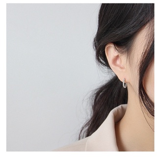 (silver 925)ต่างหูเงินแท้แฟชั่นเกาหลี ชุบทองคำขาว ทอง 18K (ราคา 1 คู่)