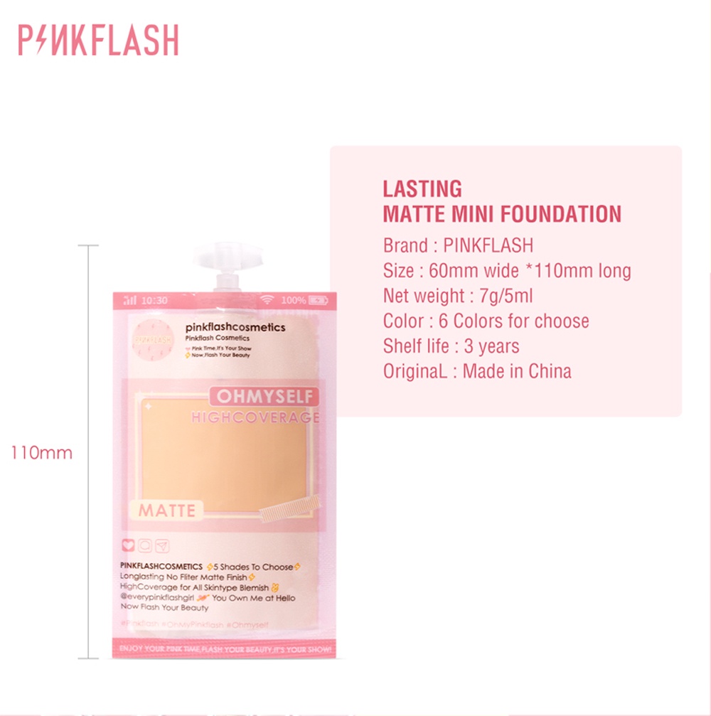 ภาพประกอบของ Pinkflash Ohmyself รองพื้น เนื้อแมตต์ เนื้อบางเบา กันน้ำ พกพาสะดวก สำหรับการเดินทาง