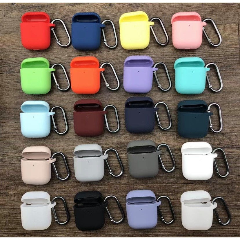 แถมตะขอเกี่ยว-เคสซิลิโคนสำหรับแอร์พอร์ต-1-2-สีล้วน-เคสสำหรับairpods-1-2-case-gen1-gen2-หูฟังเคส-tpu-case-สำหรับ-airpods