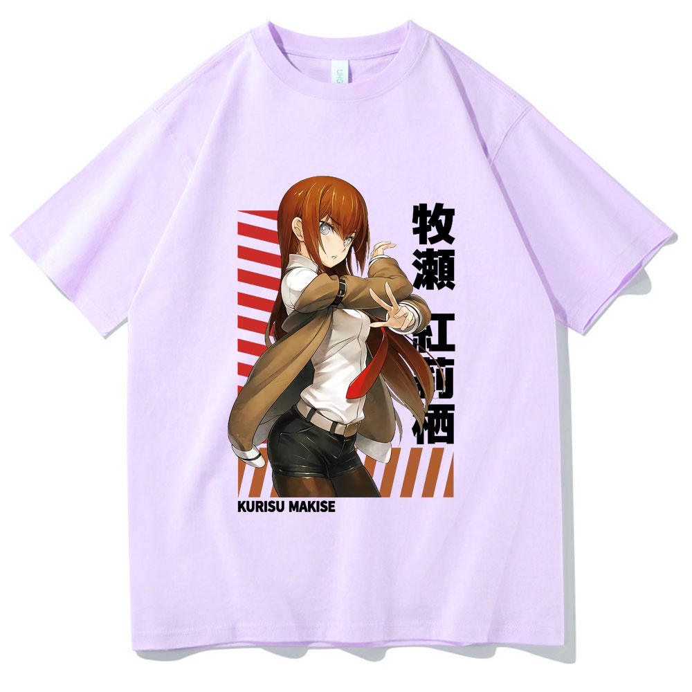 อะนิเมะ-steins-gate-tshirt-makise-kurisu-พิมพ์กราฟิก-t-เสื้อผู้ชายผู้หญิงแฟชั่น-casual-เสื้อยืดแขนสั้น-unisex-หลวม