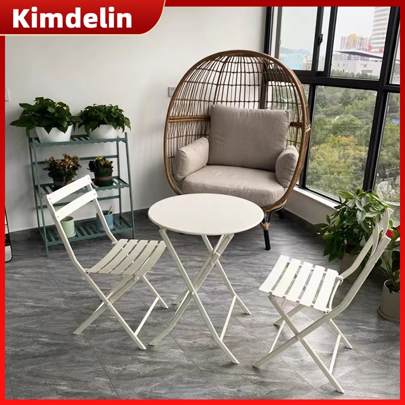 Kimdelin Luxury Bistro Set 3 Pieces HeavyDuty Folding Garden Table And