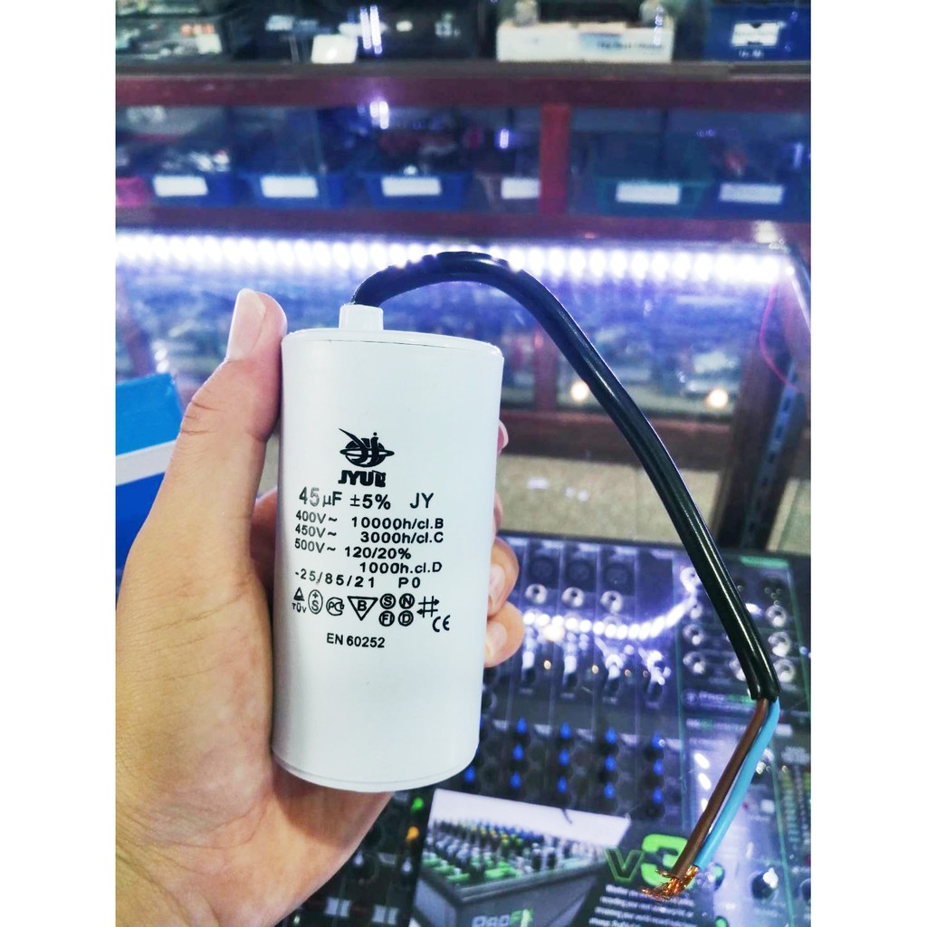 คาปาซิเตอร์-45-ไมโคร-capacitor-cap-คอนแดนเซอร์-ใช้กับ-เครื่องซักผ้า-ปั๊มน้ำ