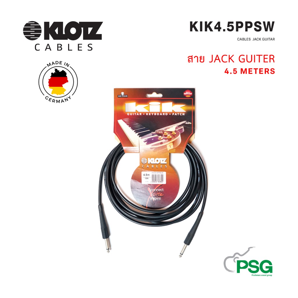 Câble Klotz KIKKG4.5PPSW Pro Kik - Câble Instrument Guitare/Basse/Clavier 4,5m De Qualité Supérieure