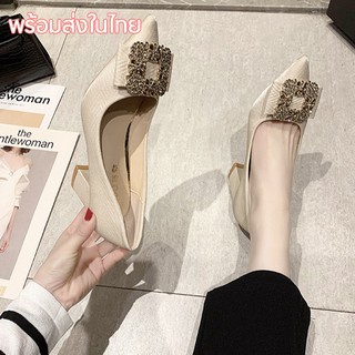 รองเท้าส้นสูง 3 นิ้ว หัวแหลม เกาหลีแฟชั่น พร้อมส่ง