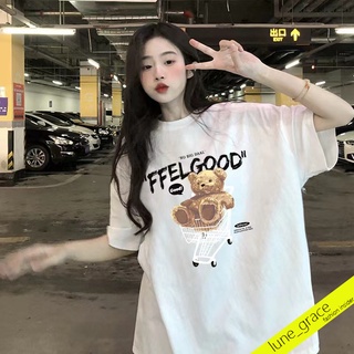 ภาพหน้าปกสินค้าLune 2271 เสื้อยืดพิมพ์ลาย คอกลมแขนสั้นสีขาว เสื้อผ้าวัยรุ่นแฟชั่นเกาหลี ลายการ์ตูน สตรีท น่ารัก oversize T-Shirt ที่เกี่ยวข้อง