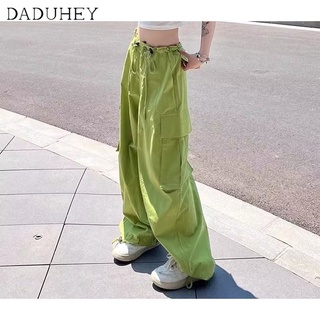 DaDuHey🔥 American Retro High Street Fashion Solid Color Overalls Ins Mens Straight Large Loose Pockets Wide Leg Pants