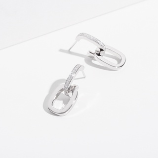 สินค้า SWAN - RoseGold Chain Earring ต่างหูเงินแท้ ดีไซน์โซ่ ฝังเพชรคิวบิคเซอร์โคเนีย cubic zirconia