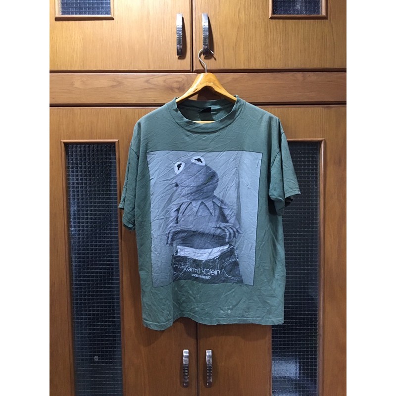 เสื้อยืดวินเทจมือสอง-vintage-90s-kermit-clein-size-l-มือ2สามารถปรับแต่งได้