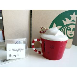 Starbucks IMMERSED 80z แก้วเซรามิกมีฝากปิดสีแดง​ มี​ snowman.ของแท้​ ของใหม่
