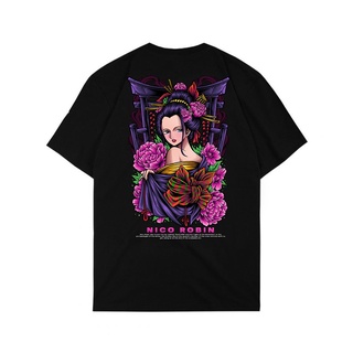 เสื้อยืดแขนสั้นลําลอง ทรงหลวม พิมพ์ลายกราฟฟิคอนิเมะ ONE PIECE Nico Robin พลัสไซซ์ สําหรับผู้ชาย และผู้หญิง