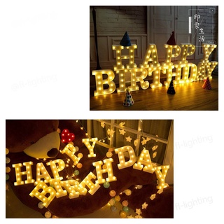 FL ไฟ LED ตัวอักษรภาษาอังกฤษ / ไฟประดับตกแต่ง LED Light Up Letter ( HAPPY BIRTH DAY ) ( 13 ตัวอักษร )