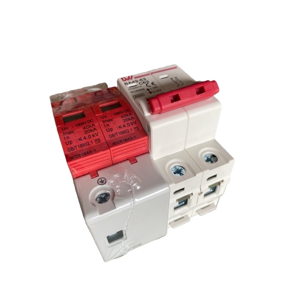 เบรคเกอร์-dc-500v-จับคู่กับ-กันฟ้า-dc-1000v-สำหรับประกอบตู้-dc-combiner-breaker-dc-with-surge-protection