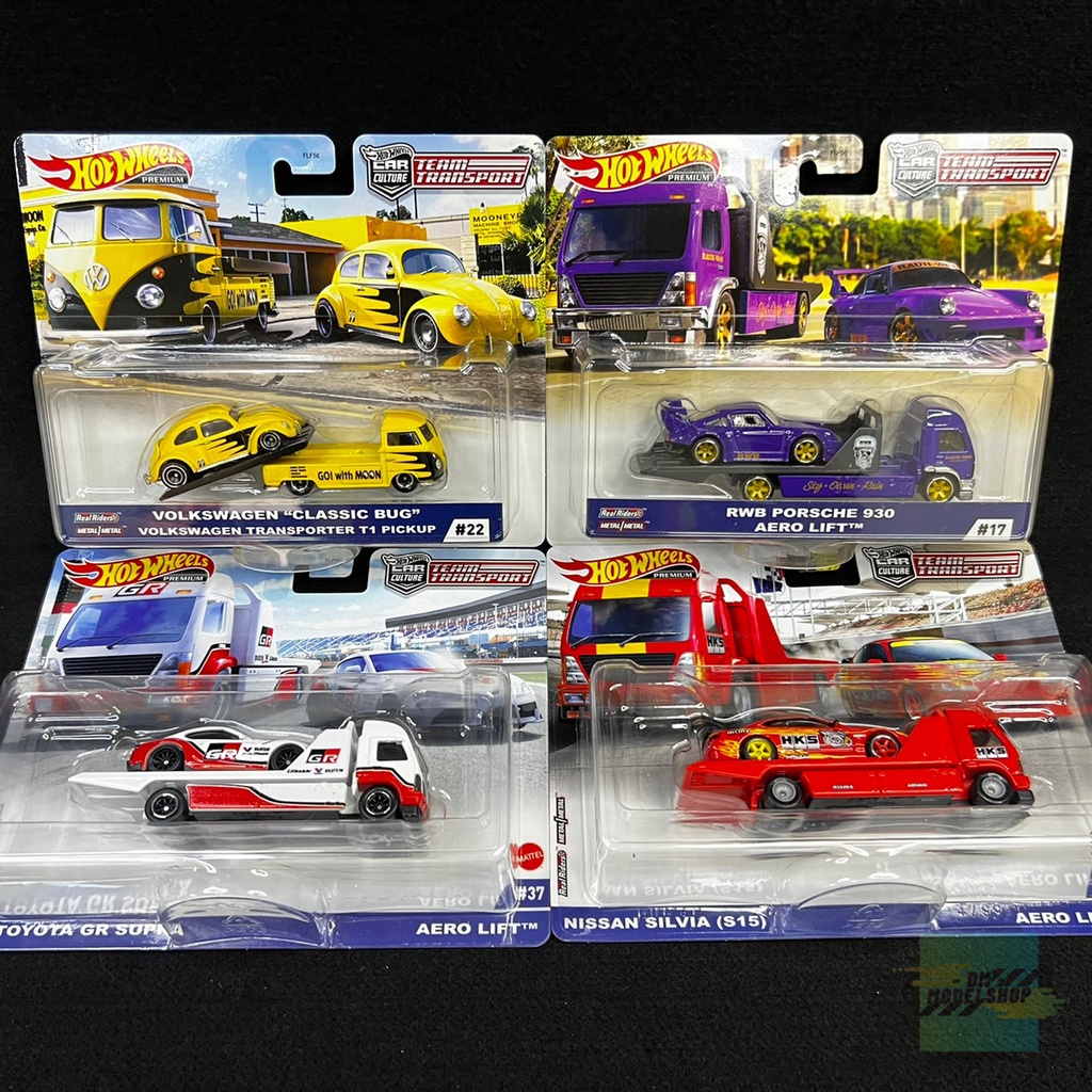 hot-wheels-premium-team-transport-โมเดลรถเหล็ก-ทีมทรานสปอร์ต-รกแข่งคู่รถบรรทุก-รถสไลด์-1-64