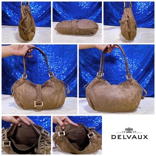 👝: Delvaux Brown Eugene Nubuck Shoulder Bag Vintage แท้💯%