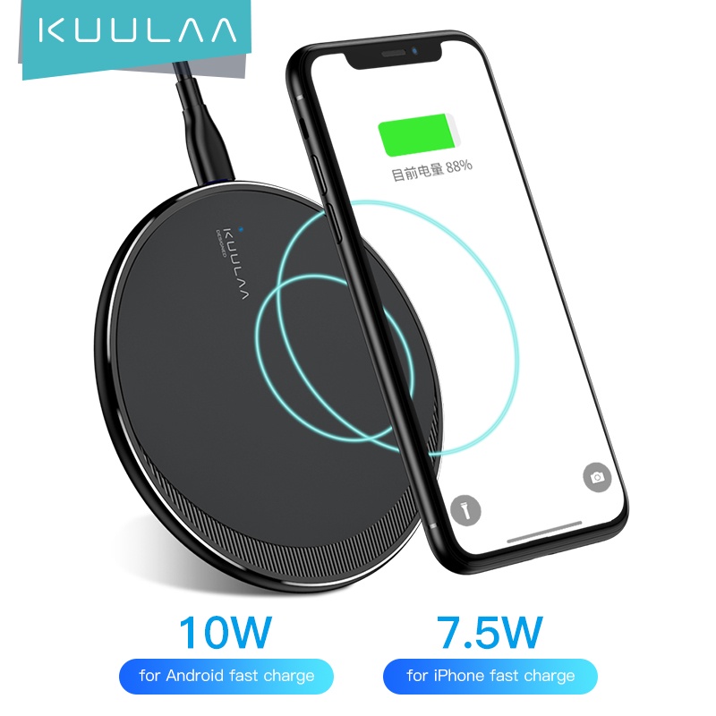 ภาพหน้าปกสินค้าKUULAA Qi แท่นชาร์จไร้สาย USB แบบชาร์จไว 10W สำหรับโทรศัพท์ iPhone 11 Pro 8 X Xr Xs Max 10W Samsung S10 S9 S8 iphone12 12pro iPhone 13