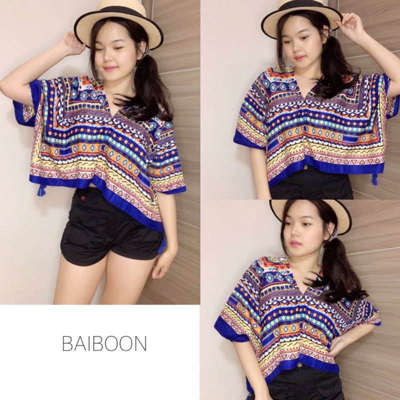 baiboon-คอวีแบบใหม่มาแล้วจ้า-เสื้อครอปสไตล์โบฮีเมียน-เก๋ๆไม่ซ้ำใคร