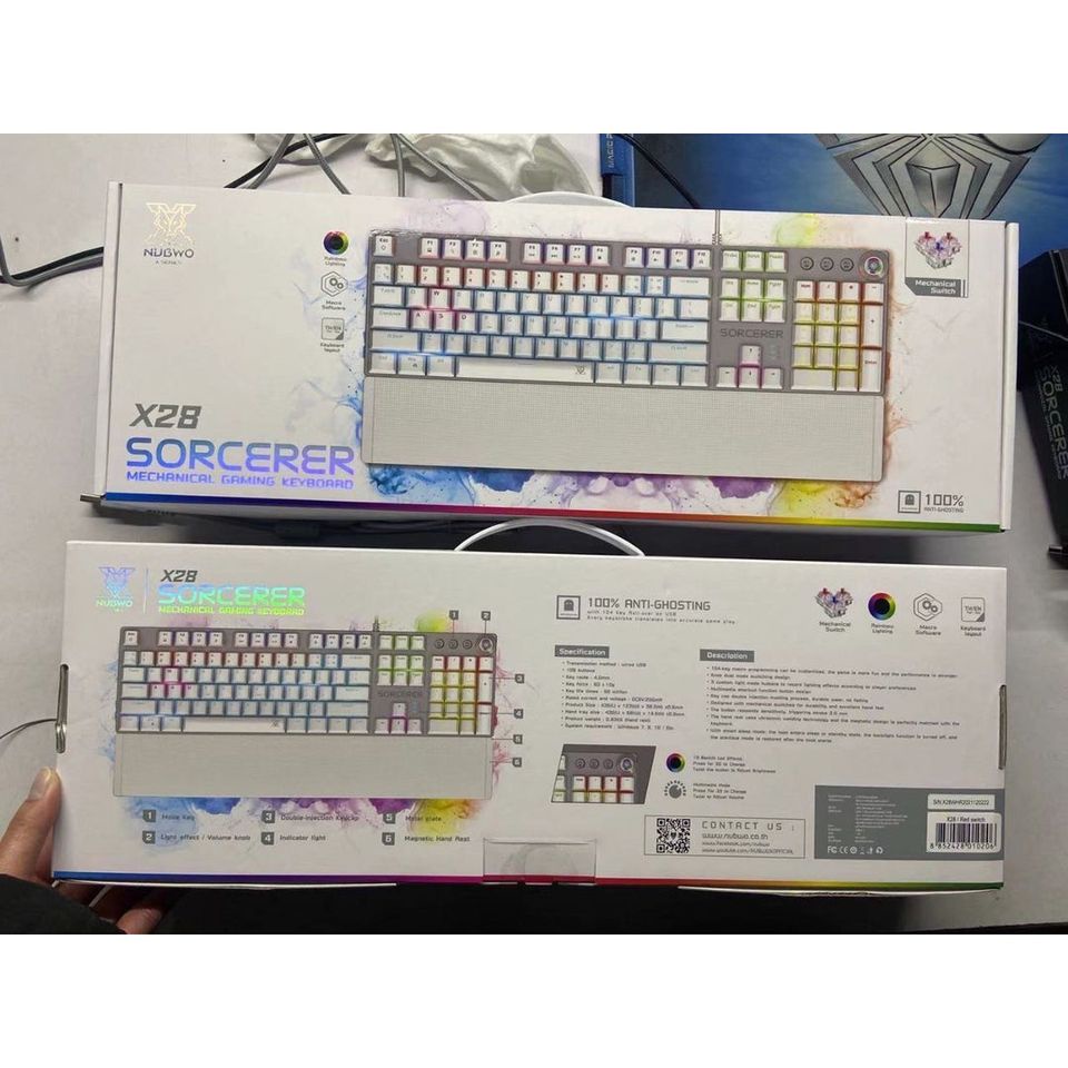 nubwo-x28-white-edition-sorcerer-gaming-keyboard-คีย์บอร์ดเกมมิ่ง-ปุ่มแมคคานิคอล-ปรับเปลี่ยนโมดด้วยลูกบิด