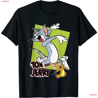 ใส่สบายๆธรรมดาpofrjes ไตล์เกาหลี เสื้อยืดแฟชั่นเกาหลีสำ Tom And Jerry Retro Style Green Box Portrait T-Shirt หรับผู้ชายแ