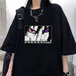 แฟชั่น ญี่ปุ่นอะนิเมะเสื้อผู้หญิงนารูโตะเสื้อยืด Uchiha Itachi พิมพ์การ์ตูนเสื้อยืดคู่ถนนแฟชั่นฮาราจูกุหญิง